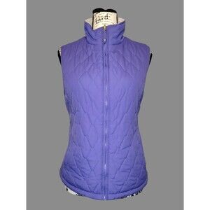 Free Country Reversible Quilted Puffer Vest Womens MED Purple Sherpa Jacket